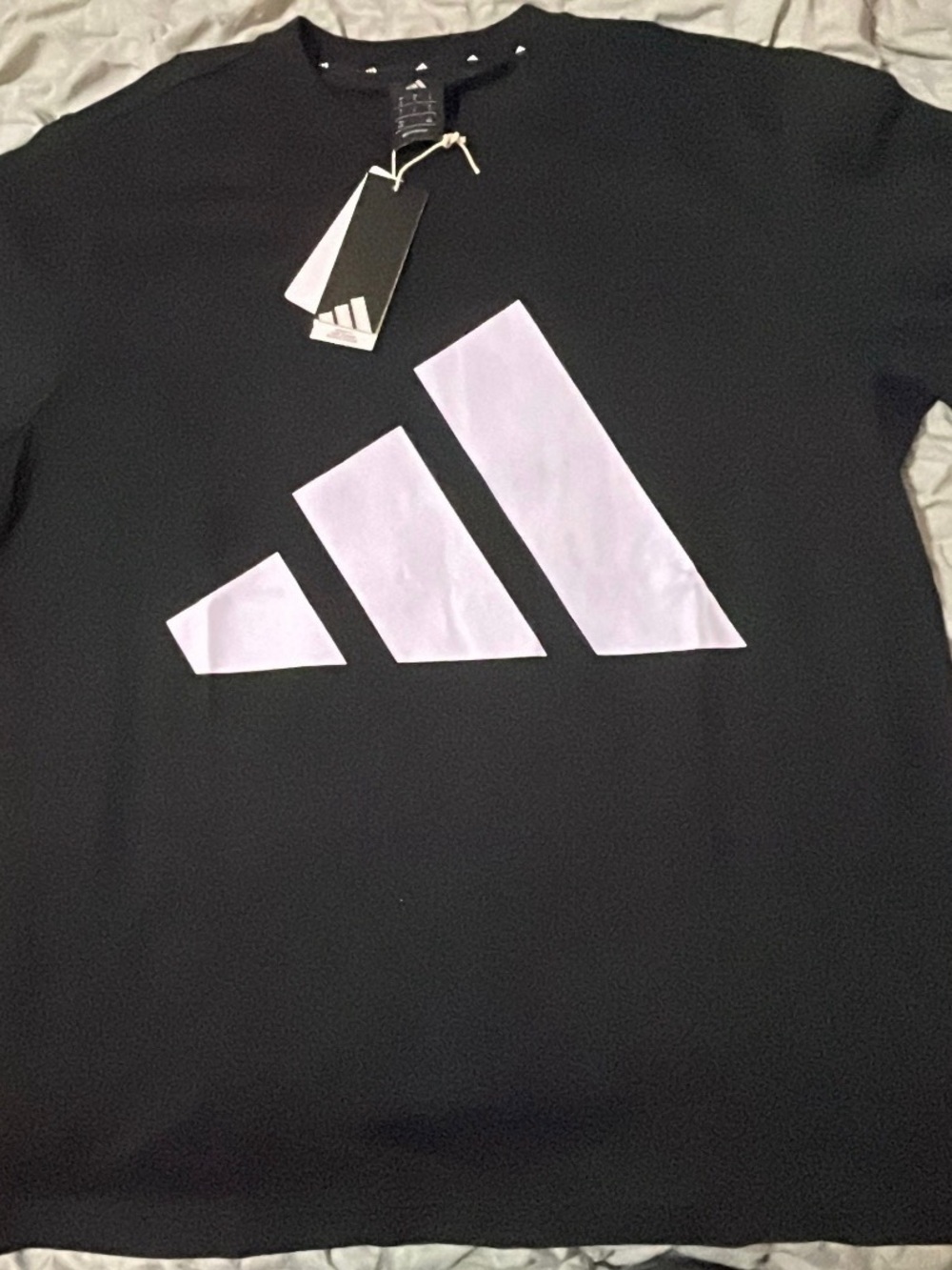 adidas Black Short-Sleeve Tee with White Logo Graphic